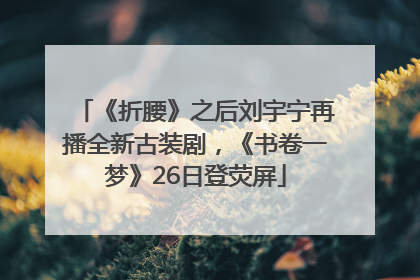 《折腰》之后刘宇宁再播全新古装剧，《书卷一梦》26日登荧屏