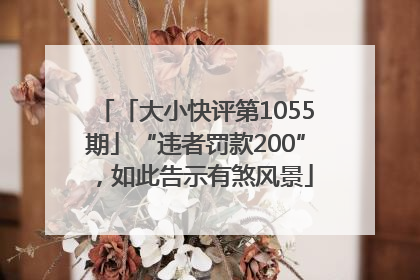 「大小快评第1055期」“违者罚款200”，如此告示有煞风景