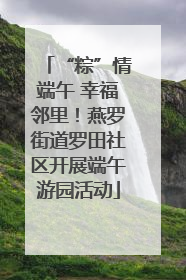 “粽”情端午 幸福邻里！燕罗街道罗田社区开展端午游园活动
