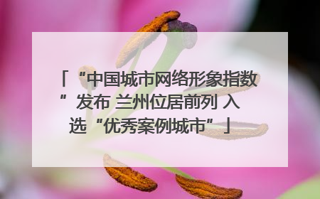 “中国城市网络形象指数”发布 兰州位居前列 入选“优秀案例城市”