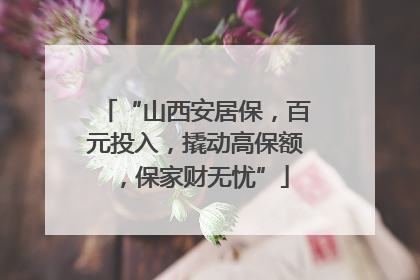 “山西安居保，百元投入，撬动高保额，保家财无忧”