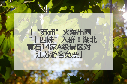 “苏超”火爆出圈，“十四妹”入群！湖北黄石14家A级景区对江苏游客免票