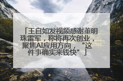 王自如发视频感谢董明珠雷军，称将再次创业，聚焦AI应用方向，“这件事确实来钱快”