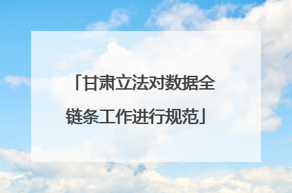 甘肃立法对数据全链条工作进行规范