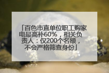 百色市直单位职工购家电最高补60％，相关负责人：仅200个名额，不会严格筛查身份