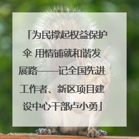 为民撑起权益保护伞 用情铺就和谐发展路——记全国先进工作者、新区项目建设中心干部卢小勇