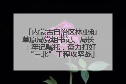 内蒙古自治区林业和草原局党组书记、局长：牢记嘱托，奋力打好“三北”工程攻坚战