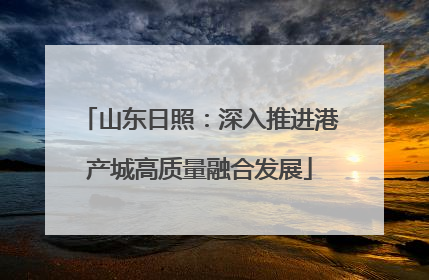 山东日照：深入推进港产城高质量融合发展
