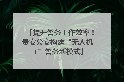 提升警务工作效率！贵安公安构建“无人机+”警务新模式