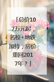 总价107万元起，名校+地铁加持，房价重回2017年？