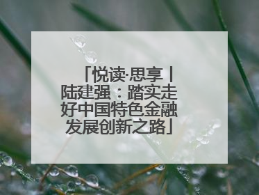 悦读·思享丨陆建强：踏实走好中国特色金融发展创新之路