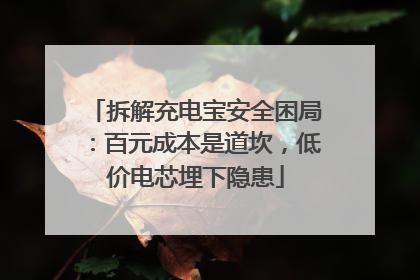 拆解充电宝安全困局：百元成本是道坎，低价电芯埋下隐患