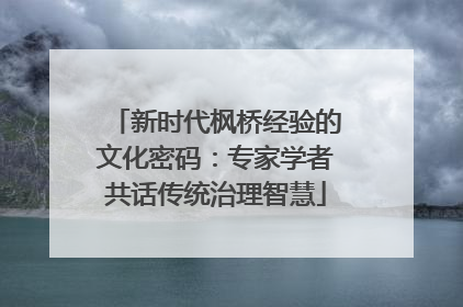 新时代枫桥经验的文化密码：专家学者共话传统治理智慧