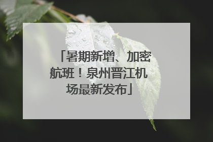 暑期新增、加密航班！泉州晋江机场最新发布