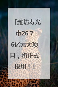 潍坊寿光市26.76亿元大项目，将正式投用！