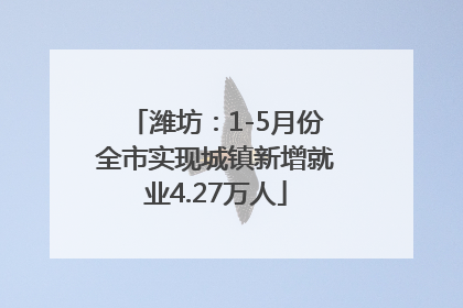潍坊：1-5月份全市实现城镇新增就业4.27万人