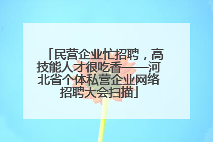 民营企业忙招聘，高技能人才很吃香——河北省个体私营企业网络招聘大会扫描