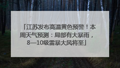 江苏发布高温黄色预警！本周天气预测：局部有大暴雨，8—10级雷暴大风将至