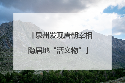 泉州发现唐朝宰相隐居地“活文物”