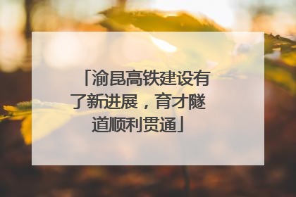 渝昆高铁建设有了新进展，育才隧道顺利贯通