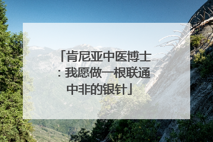 肯尼亚中医博士：我愿做一根联通中非的银针