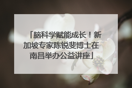脑科学赋能成长！新加坡专家陈锐斐博士在南昌举办公益讲座