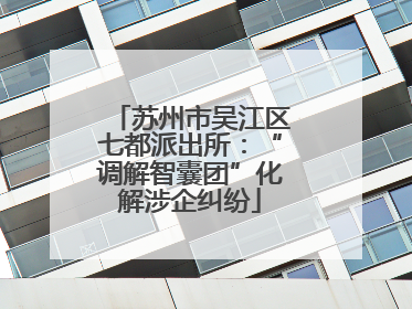 苏州市吴江区七都派出所：“调解智囊团”化解涉企纠纷