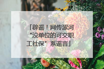 辟谣！网传漯河“没单位的可交职工社保”系谣言