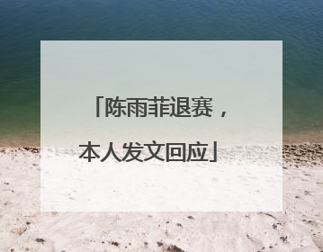 陈雨菲退赛，本人发文回应