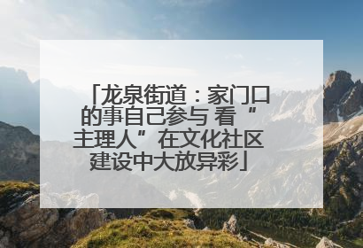 龙泉街道：家门口的事自己参与 看“主理人”在文化社区建设中大放异彩