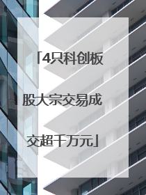 4只科创板股大宗交易成交超千万元